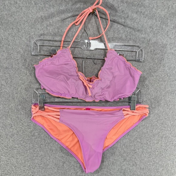 PINK Victoria's Secret Other - Victoria's Secret Pink / Purple Reversible Halter Swim Bikini Set Size Medium